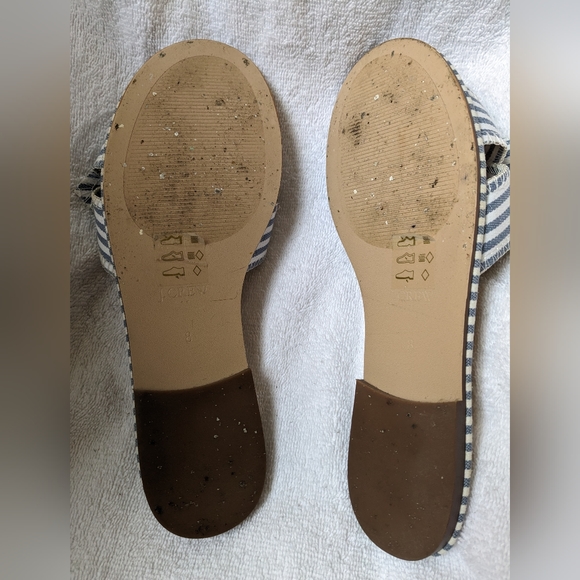 J. Crew Preppy Striped Bow Leather Nautical Slides - Picture 7 of 7